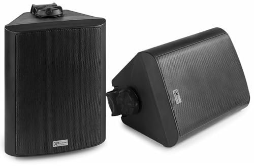 Power Dynamics BC65V - Lautsprecher Set 150 Watt, 100 Volt, 8 Ohm Innen- und Außenlautsprecher, Lautsprecher Boxen IP56, 2 Wege Speaker, In- Outdoor Speaker, Installationslautsprecher Schwarz