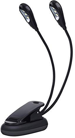 VBESTLIFE Lampada da Lettura a Libro con Clip su leggio, Mini Lampada a LED a Doppio Braccio Regolabile per leggio, Lettura Notturna(6 Perline)