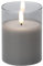 Brandsseller LED Kerze 7,5x10 cm Echtwachs im Glas Warmweiß Flackerfunktion Timerfunktion - Grau