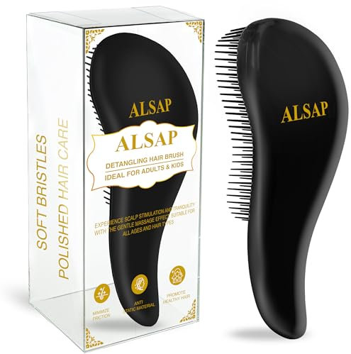 ALSAP Detangle Hair Brush – Ideal Hairbrush for Adults & Kids – Easy to Hold hairbrush for curly hair, Wet, Dry & Straight Hairs – Detangler Hair Brush Women & Men (Black)