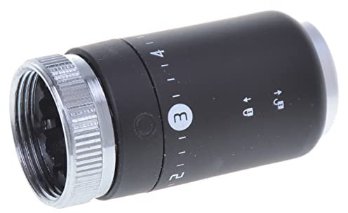 Aqbau® Testina termostatica per termosifone, con blocco, valvole termostatiche, termostato, colore nero