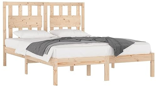 vidaXL Estructura de Cama Somier Dormitorio Base Habitación Muebles Mobiliario Hogar Cuarto Descanso de Madera Maciza de Pino 160x200 cm
