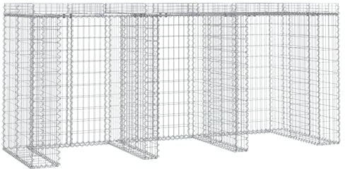 Tidyard Gabionen-Mülltonnenbox Gabionenwand Gabione Gabionen Mülltonnenverkleidung Steinkorb Müllbox Gabionenkorb Steingabionen 270 x 91 x 120 cm (L x B x H),Maschenweite: 5 x 10 cm (L x B)