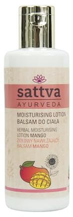 Sattva Ayurveda Mango Körperlotion – Feuchtigkeitsspendende Body Lotion mit Shea Butter & Jojobaöl – Leichte Naturpflege für Trockene Haut – Fruchtiger Mango Duft – 210 ml