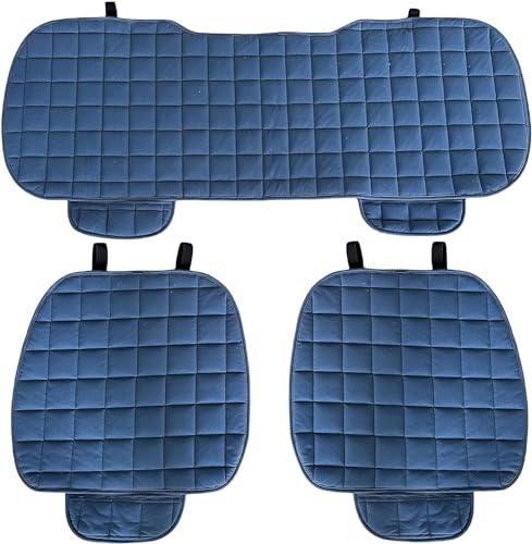 Susy Shop 3 fundas universales para asiento de coche, 2 delanteras y 1 trasera, protector confort cojín para interiores (acolchado azul claro)
