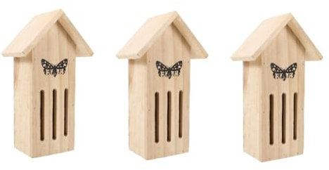 BESPORTBLE 3stücke Holz-schmetterlingshaus Futterstation Für Garten Hängendes Habitat Zur Anlockung Und Pflege Von Schmetterlingen Natürliche Holzbauweise Für Außenbereiche Und