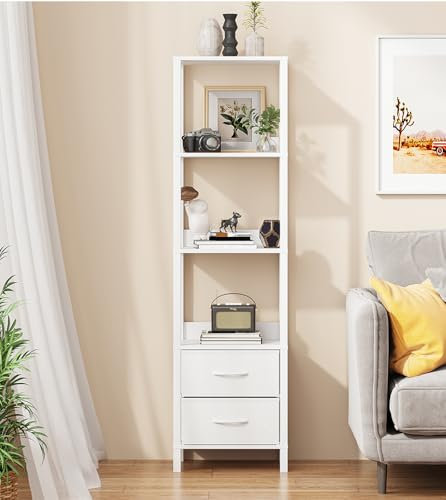 Bücherregal mit 6 Etagen und Fallschutz, hohes Bücherregal für Bücher, Garagenausrüstung, CDs, Filme, Industrielle Stehende Bücherregale Aufbewahrungsorganisation für Schlafzimmer Büro Wohnzimmer