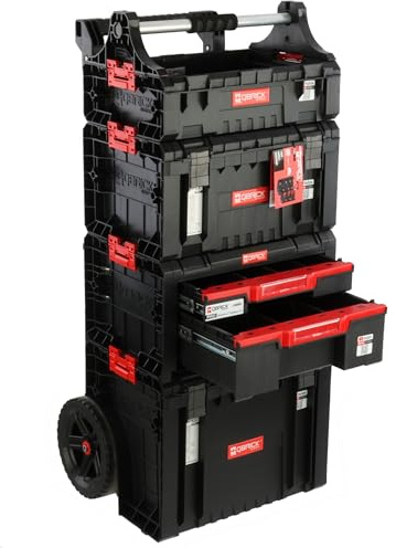Set cassetta degli attrezzi su ruote, doppio cassetto, organizer cassetta degli attrezzi, scatola con maniglia H 139 cm, set modulare garage officina PRO