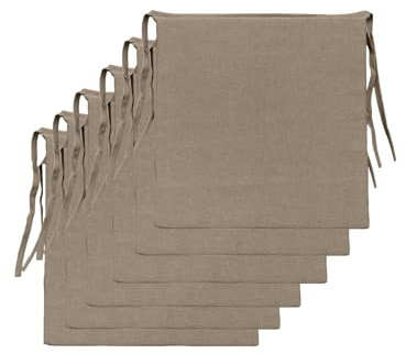 Il Tuo Artigiano Design Lot de 6 coussins de chaise de cuisine, fabriqués en Italie, 40 x 40 cm, épaisseur 4 cm, tissu, coton et polyester, rembourrage en éponge (beige)