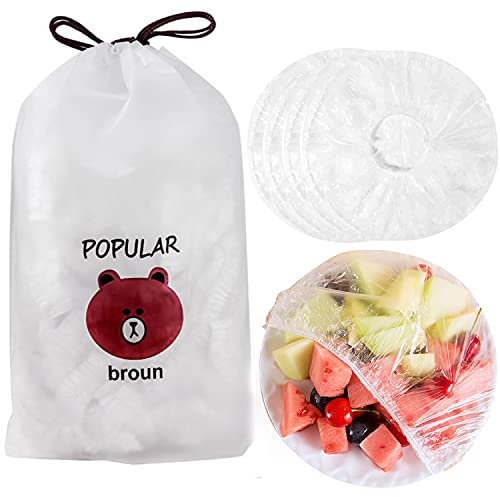 Film alimentaire réutilisable, sachets de stockage alimentaire, couvercles élastiques, 100 pièces, taille universelle, en plastique transparent