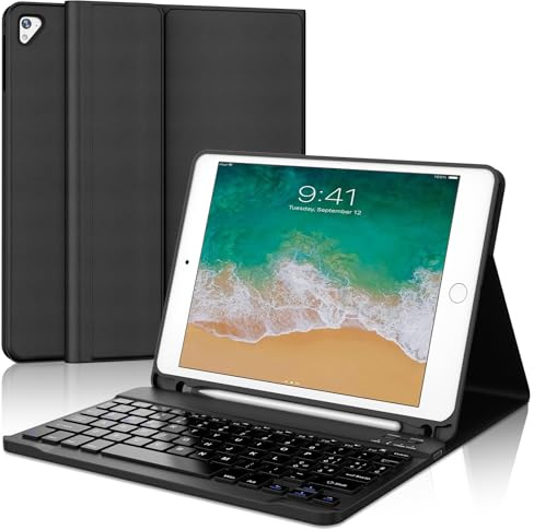 IVEOPPE Custodia Tastiera per iPad 6 Generazione 9.7 2018, Cover Tastiera Italiano Magnetica Staccabile per iPad 5a Gen 2017/Air 2 2014/Air 1 2013/Pro 9.7, Nero