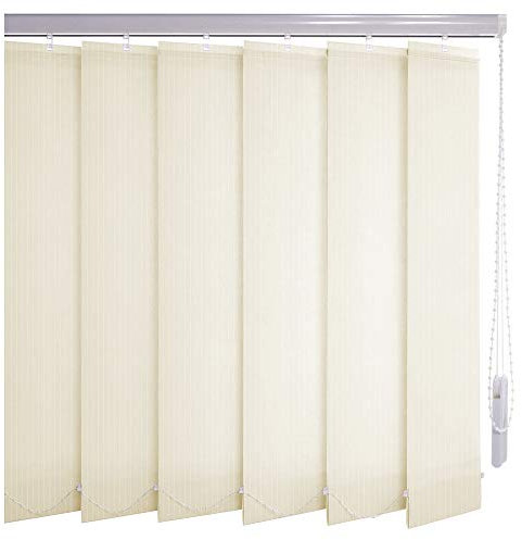 Sonnenschutz-HH® - Lamellenvorhang Creme Leinenoptik mit Streifen lichtdurchlässig - Breite 360 cm x 210 cm Höhe - Lamellenbreite 127mm Vertikaljalousie Vertikalanlage Schiebevorhang