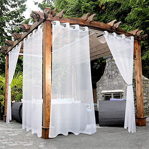 Bonzer, wasserdichte, transparente Outdoor-Vorhänge für die Terrasse – 2 Vorhangpaneele mit Ösen für Wohnzimmer, Schlafzimmer, Veranda, Pergola oder Cabana, 137 x 241 cm, weiß