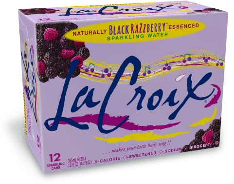 La Croix Naturally Essenced | 0 Calorie | 0 Sweetener | 0 Sodium | Black Razzberry Sparkling Water 355ml (Pack of 12)