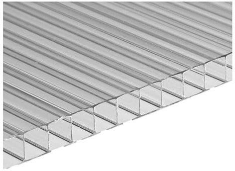 10 Hohlkammerstegplatten aus Polycarbonat, Dicke 4 mm, 121 x 27,5 cm, Klar