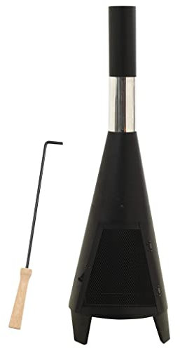 vidaXL Gartenofen mit Schürhaken Terrassenofen Gartenkamin Kamin Ofen Feuerstelle Feuerkorb Feuersäule Terrasse Garten 38x38x122cm Stahl