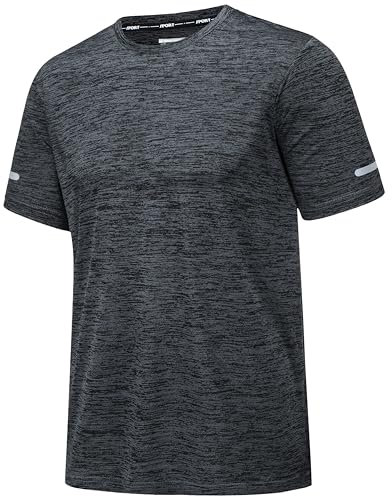 MAGCOMSEN Men's Sports T-Shirt Performance Short Sleeve Gym Top Cool Dry Mesh Training Tee Crew Neck Black