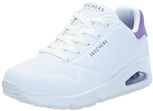 Skechers Damen Uno Stand On Air Sneakers, Weißer Durabuck Velourslederbesatz, 41 EU