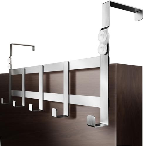 Menz Over Door Hanger – Stainless Steel Coat Hanger for Door Depth 4.1 cm (1.6) & 4.6 cm (1.8), Coat Hooks – Sturdy Hangers for Clothes