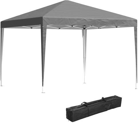 Outsunny 3 x 3M Garden Pop Up Gazebo Height Adjustable Marquee Party Tent Wedding Canopy with Carrying Bag, Grey