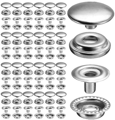 Kit a presión, tapa de botón a presión, broches de acero inoxidable, juego de botones a presión de metal duradero para ropa, cuero, cubierta de barco, tela