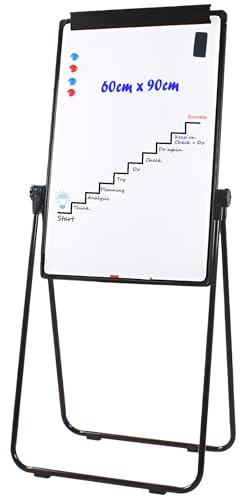 TUKA-i-AKUT Lavagna Bianca Magnetica Cavalletto, 90X60cm Lavagne Magnetica Cavalletto Treppiedi Lavagna a Fogli Mobili, Pieghevole, Regolabile in Altezza, Scrivibile Cancellabile, Nero TKD8711
