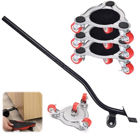 Kit de Déplacement de Meubles à roulettes, Chariot et Lève-Meubles Améliorés, 400 kg, roulettes Pivotantes à 360°, Patins Professionnels pour Canapé, Machine à Laver, Garde-Robe, Réfrigérateur, Piano