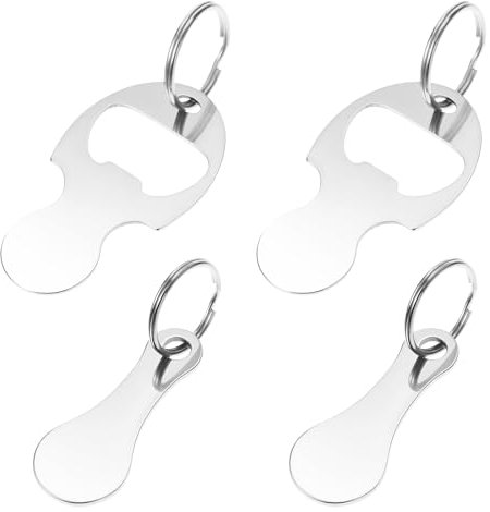 Giantree 4 Pcs Stainless Steel Shopping Trolley Tokens, Universal Shopping Trolley Tokens with Key Ring Quarter Holder Keychain Metal Shopping Trolley Keyring for Men Women Grocery Shopping Cart
