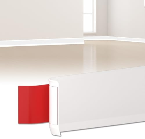 LIHIQIYA Rodapies Autoadhesivo Ancho, 80 x 20 mm 3 Metros Blanco Rodapie PVC, Embellecedor Encimera Cocina, Zocalos Autoadhesivos Pared, Flexible Rodapié Adhesivo Blanda para Baño Dormitorio Salon
