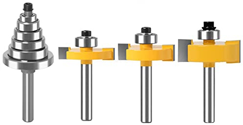 Set di frese for scanalature a gambo, 3 pezzi con 6 cuscinetti