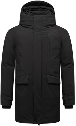 STONE HARBOUR Herr varm lång vinterrock med magnetisk täcklist och bröstficka Emriis XX S-3XL, svart, M