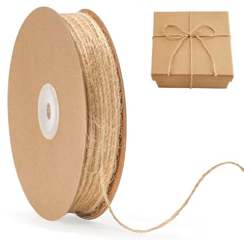 G2PLUS 100m Spago di Iuta Naturale:1.5mm Spago di juta,cordino Giardinaggio,Corda in Juta per confezioni regalo,fai da te,Natale,Baker Twine Artigianale
