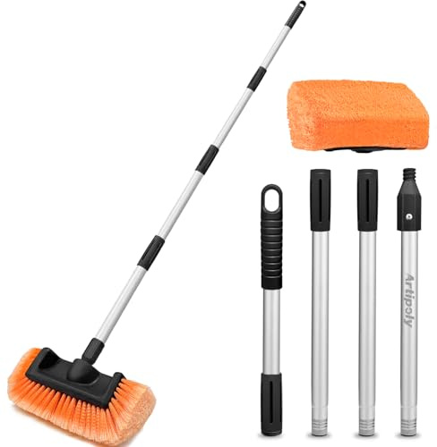 ARTIPOLY Cepillo de Lavado de Coche de 160 cm con Barra de extensión, 30 cm, Cepillo Suave de 5 Lados, Cepillo de Limpieza sin arañazos para caravanas, Barcos, Camiones, SUV, fachadas de casa y Nieve