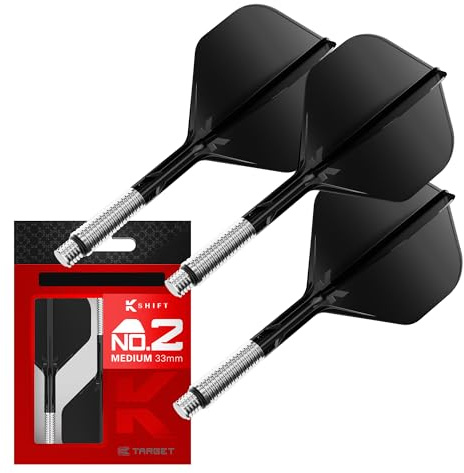 Target Darts K-Shift N. 2 Integrato Voli e Alberi | K Shift N. 2 Volo e Albero Sistema, Nero – K-Flex Medio Shift Girevole Base, Professionali Freccette Accessori