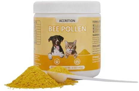 Accretion Bee Pollen for Dogs & Cats, 5oz (Powder), Fine Ground Superfood Powder to Aid Digestion, Enhance Skin Health, Boost Energy and Support Vitality