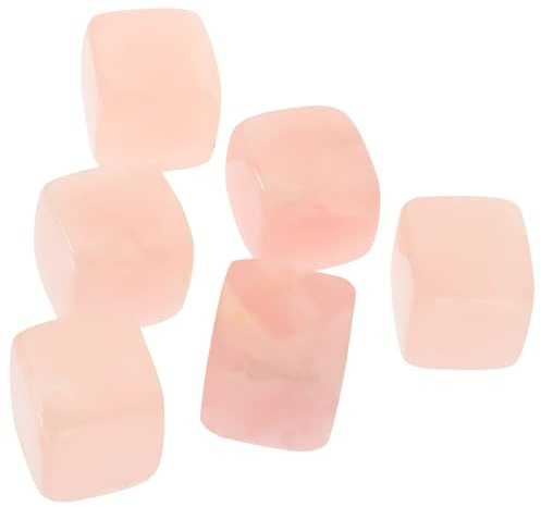 SHINEOFI Cubitos de Hielo Reutilizables para Whisky de Cuarzo Rosa 6 Piezas, Piedra de Cubo de 1.5-2 Cm para Bebidas, Accesorios para Bar en Hogar y Hotel, Obsequio Femenino Elegante