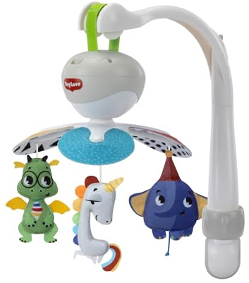 Tiny Love Mobile für Unterwegs, 3-in-1 Musik Mobile Baby Elektrisch, 0+ Monate, Tragbares Mobile Babybett, 3 Befestigungsmöglichkeiten, 5 Melodien, 30 Minuten Musik ohne Unterbrechung, Born To Party