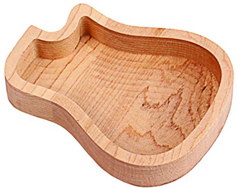 ARTIBETTER Guitar Wood Picks Box Guitar Shaped Storage Plectrum Container for Standard Picks Home Small Item Organizer