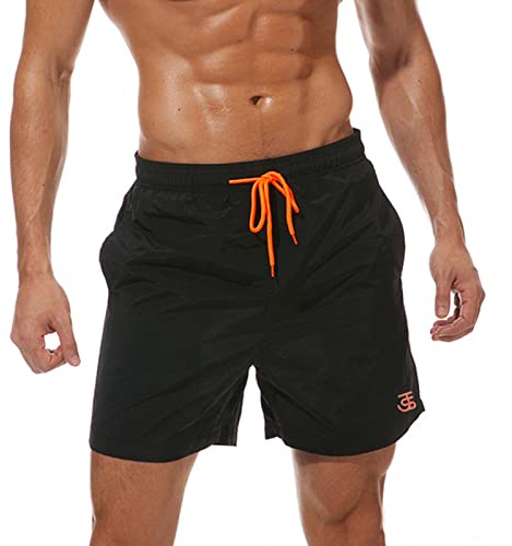 JustSun Costume Uomo Mare Costumi da Bagno Uomo Corto Piscina Pantaloncini Short Surf Uomo Mare Asciugatura Rapida Nero L