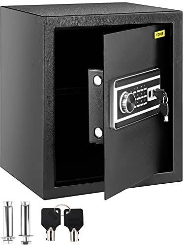 VEVOR Coffre-Fort Biométrique à Empreintes Digitales 48L Coffre-Fort Numérique Combinaison Clés Coffre de Sécurité en Acier Anti-Effraction Ignifuge 4 Types de Déverrouillage Argent Bijoux Domicile