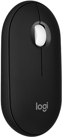 Logitech Pebble Mouse 2 M350s Slim Bluetooth Wireless Mouse, Portable, Lightweight, Customizable Button, Quiet Clicks, Easy-Switch for Windows, macOS, iPadOS, Android, Chrome OS - Black