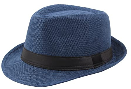 Cappelli Fedora a Tesa Corta Cappelli da Uomo Stile Vintage Gangster 1920 con Bande Nere 8 Tinta Unita Taglia