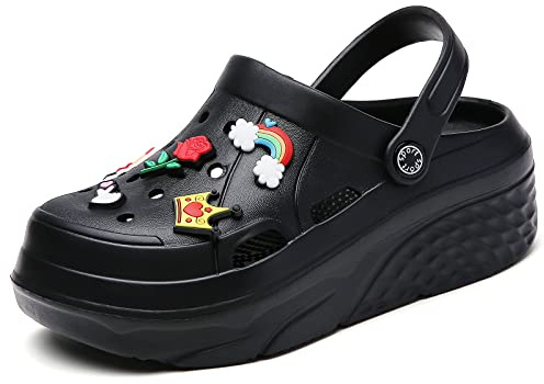ELIOGN Zuecos con plataforma para mujer, ligeros, deslizantes, deslizantes, zapatos de jardín