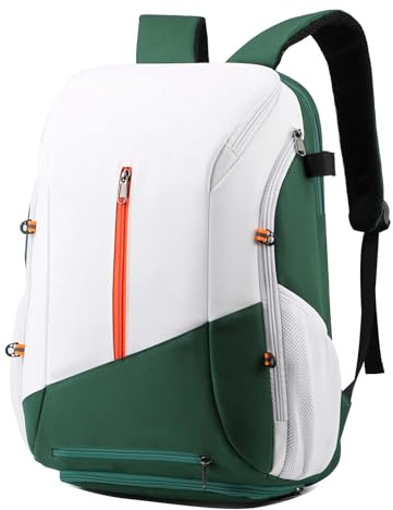 Vmokki Sac à dos de tennis pour 2 raquettes - Avec compartiment à chaussures - Étanche - Pour football, basketball, baseball, badminton - Pour homme et femme - Grand format - Vert