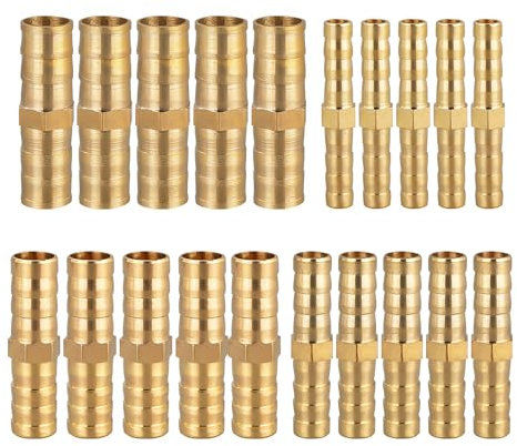 20 accesorios de manguera de latón, 6/8/10/12 mm, conectores de latón, accesorios de conexión de manguera, adecuados para tubos de aire, tuberías de agua, tubos de combustible