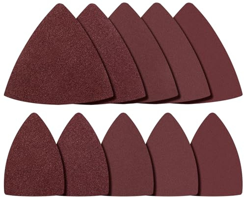 100 Stück Dreieck Schleifpapier Set, 80mm Schleifpads Finger Schleifpad für Deltaschleifer Körnung 60/80/120/180/240, mit Klettenschnellbefestigung, für Holz Metall Gips andere Oberflächen anding