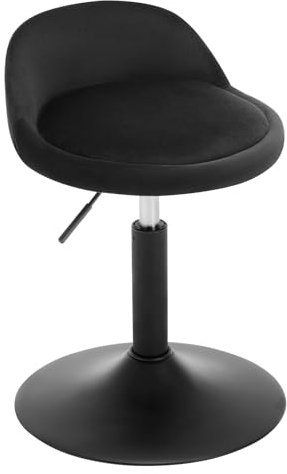 WOLTU Schminkstuhl, Hocker höhenverstellbar, Bürohocker drehbar, Esszimmerstuhl, Küchenhocker, Drehhocker, Schminkhocker, Samt, 42,5-58 cm, für Wohnzimmer Schlafzimmer,Schwarz,BH424sz-1