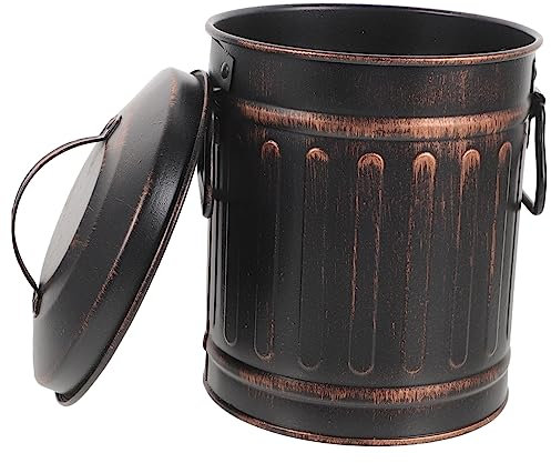 CAXUSD Cubo para Cenizas Metálico Negro Vintage para y Barbacoa, Uso Interior y Exterior, Asa Antiescaldadura, Resistente para Transporte Seguro De Cenizas