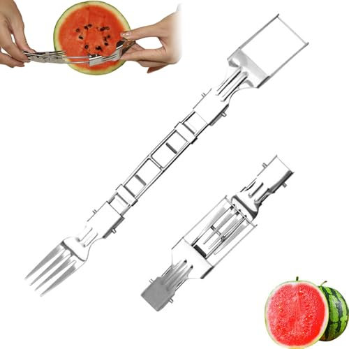 Coupe-Fruits Pliable 2 En 1 En Acier Inoxydable, 2025 Nouve Coupe Pasteque, Watermelon Coupe Pastèque Slicer Cutter, Avancé Trancheuse De Fruits Pour Maison,Camping, Cuisine (1)