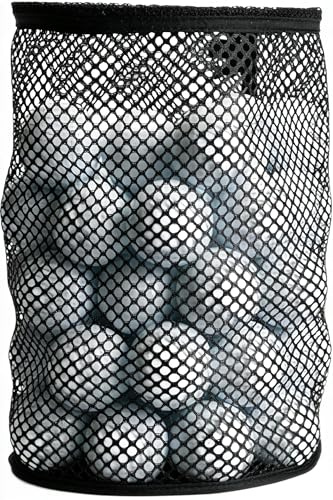 QBDIANGEN Large Capacity Golf Ball Bag, GolfBalls Storage Net Bag with Drawstring Tote Handle, Portable Sack for Golf Courses, Training, Fitness Clubs & Outdoor Use (Black; Large Size)